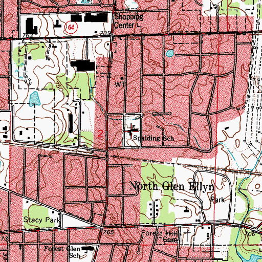 Topographic Map of Spalding School, IL