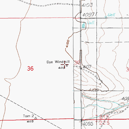 Topographic Map of Dye Windmill, AZ