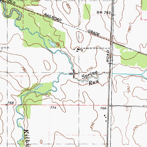 Topographic Map of Spring Run, IL
