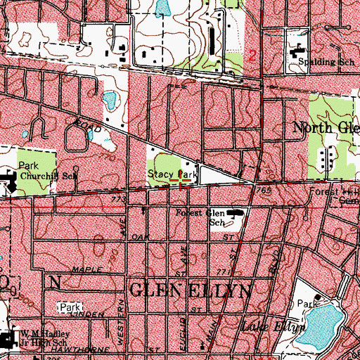 Topographic Map of Stacy Park, IL