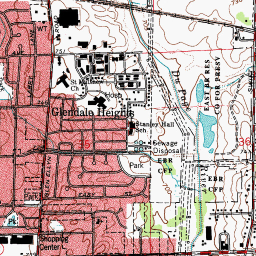 Topographic Map of G Stanley Hall Elementary School, IL