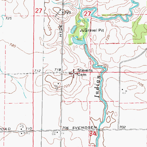Topographic Map of Old Stevens Cemetery, IL