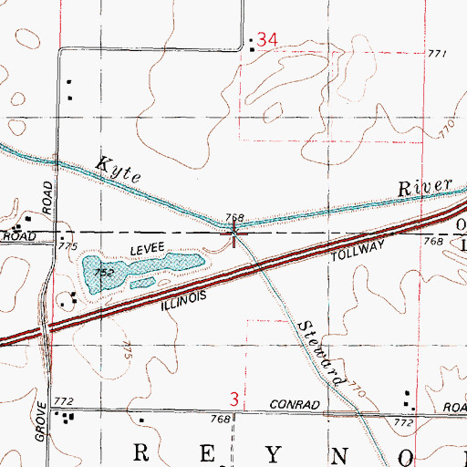 Topographic Map of Steward Creek, IL