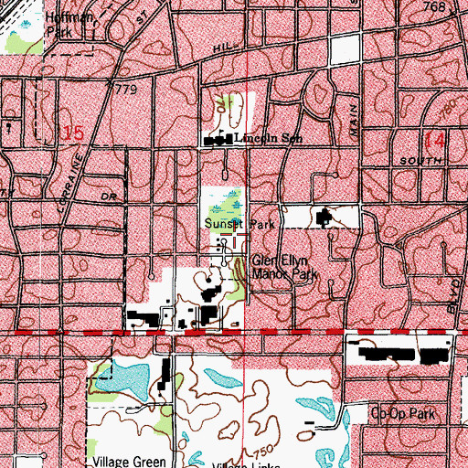 Topographic Map of Sunset Park, IL