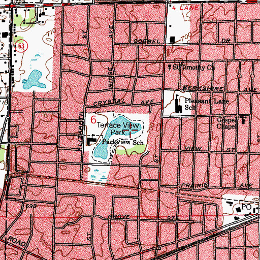 Topographic Map of Terrace View Park, IL