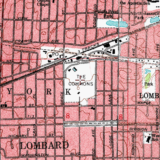 Topographic Map of The Commons, IL