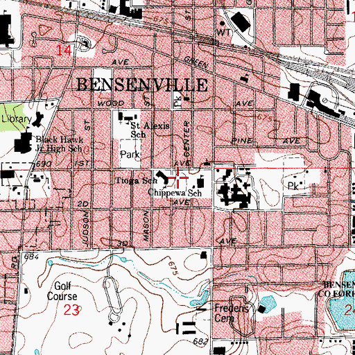 Topographic Map of Tioga Elementary School, IL