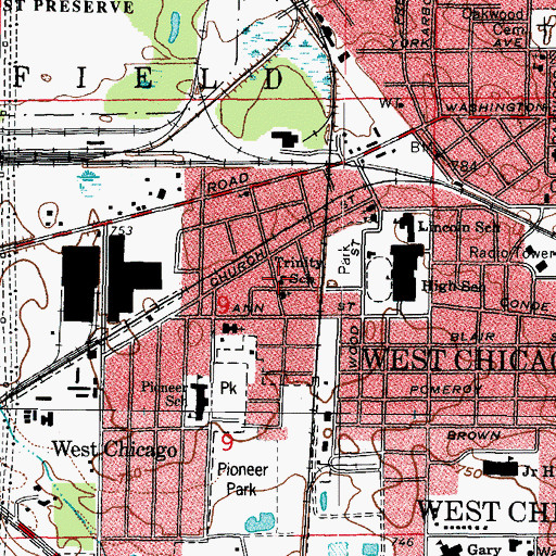 Topographic Map of Trinity Lutheran School, IL