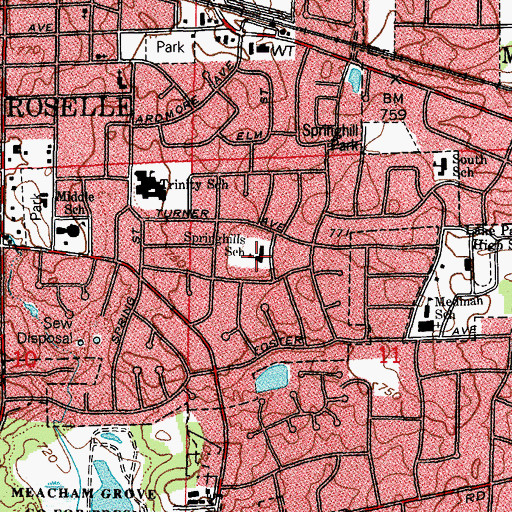 Topographic Map of Trinity School (historical), IL