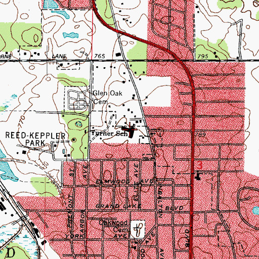 Topographic Map of Turner Elementary School, IL