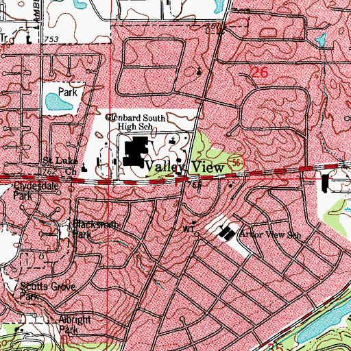 Topographic Map of Valley View, IL