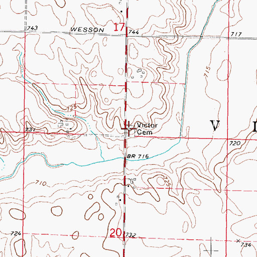 Topographic Map of Victor Cemetery, IL