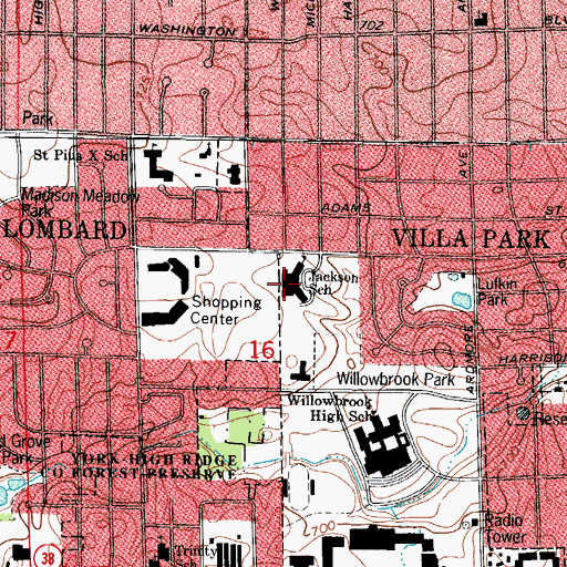 Topographic Map of Jackson Junior High School, IL