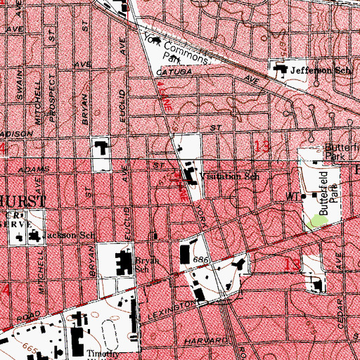 Topographic Map of Visitation School, IL