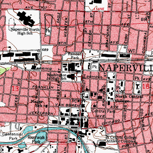 Topographic Map of Washington School, IL