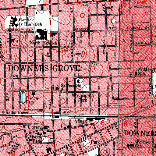 Topographic Map of Washington School, IL
