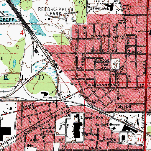 Topographic Map of Washington School, IL
