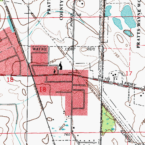 Topographic Map of Wayne, IL