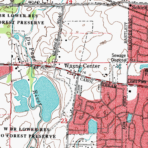 Topographic Map of Wayne Center, IL