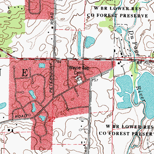 Topographic Map of Wayne Township Cemetery, IL