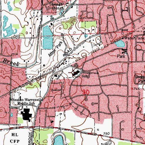Topographic Map of Weisbrook Elementary School, IL