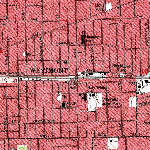 Topographic Map of Westmont, IL
