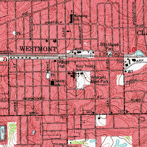 Topographic Map of Westmont School, IL