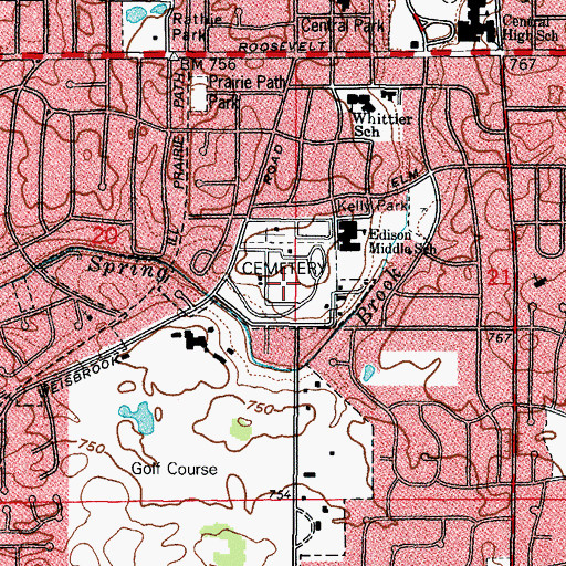 Topographic Map of Wheaton Cemetery, IL