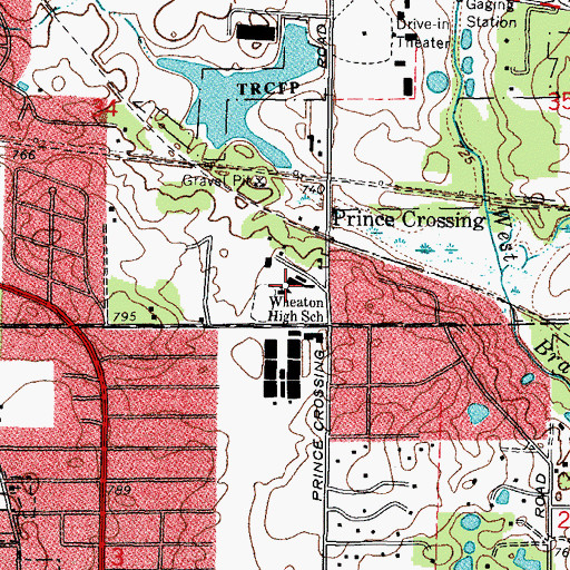 Topographic Map of Wheaton College Academy, IL