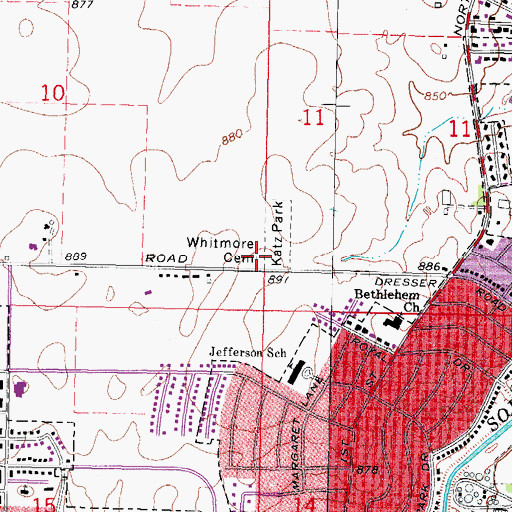 Topographic Map of Whitmore Cemetery, IL