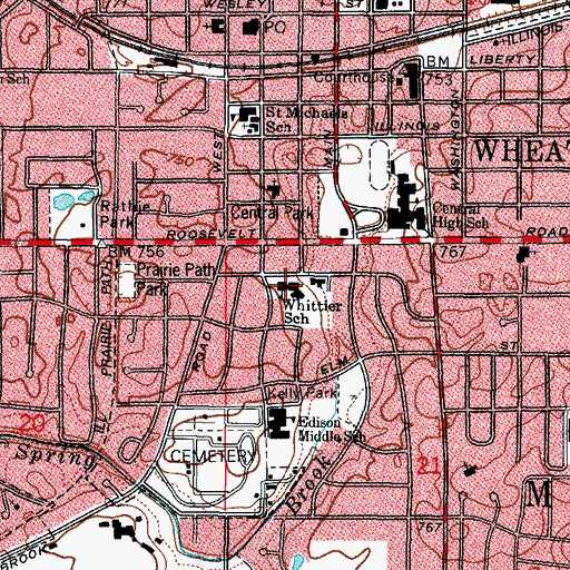 Topographic Map of Whittier Elementary School, IL
