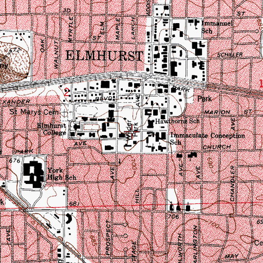Topographic Map of Wilder Park, IL
