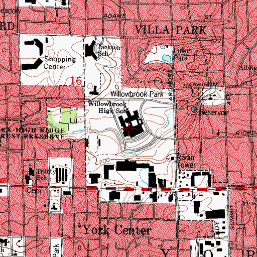 Topographic Map of Willowbrook High School, IL