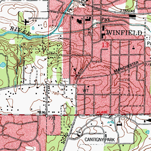 Topographic Map of Winfield, IL