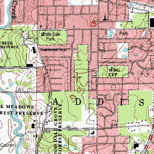 Topographic Map of Wood Dale Grove, IL
