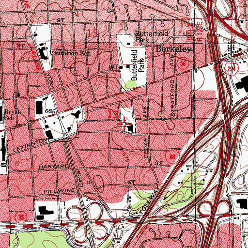 Topographic Map of Yorkfield School, IL