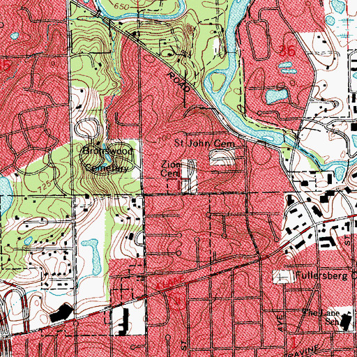 Topographic Map of Zion Evangelical Cemetery, IL