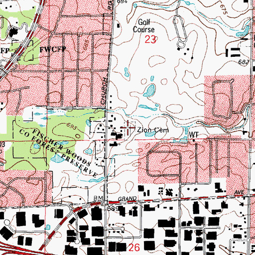 Topographic Map of Zion Cemetery, IL