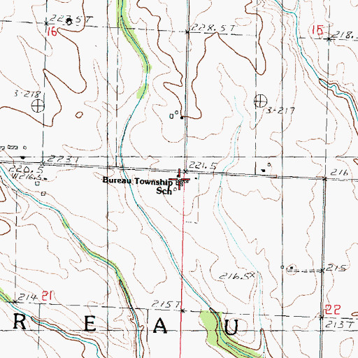Topographic Map of Bureau Township School, IL
