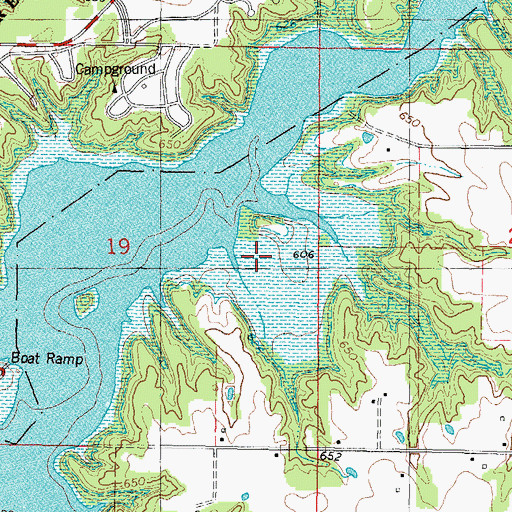 Topographic Map of Lake Shelbyville, IL