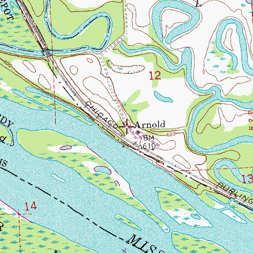 Topographic Map of Arnold Landing, IL