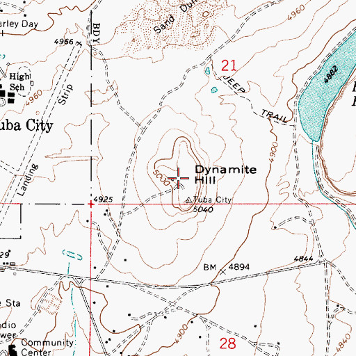 Topographic Map of Dynamite Hill, AZ