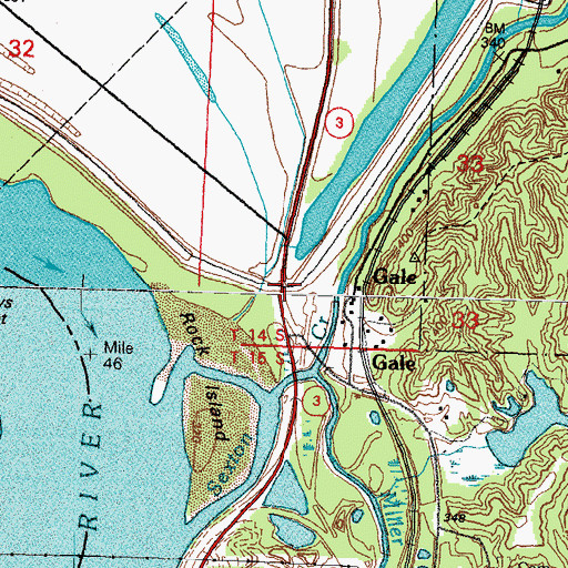 Topographic Map of Hacker Bend, IL