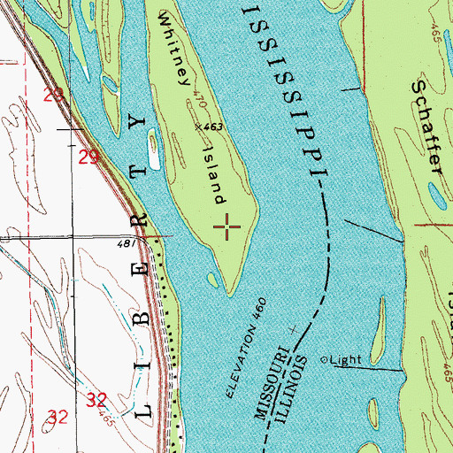 Topographic Map of Whitney Post Light, IL