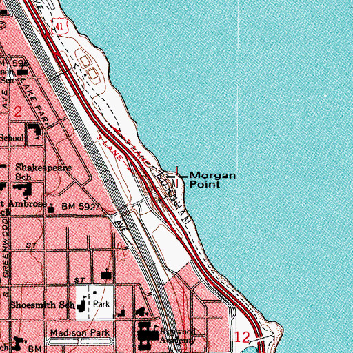Topographic Map of Morgan Point, IL