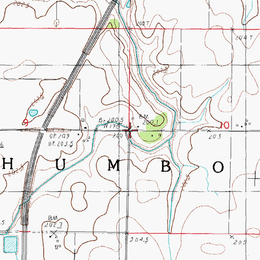 Topographic Map of Township of Humboldt, IL