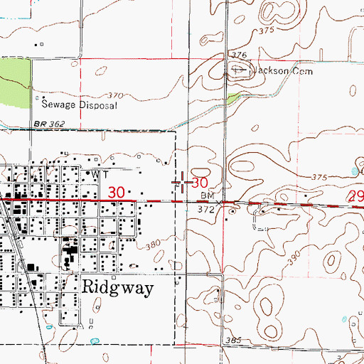 Topographic Map of Ridgway Election Precinct (historical), IL