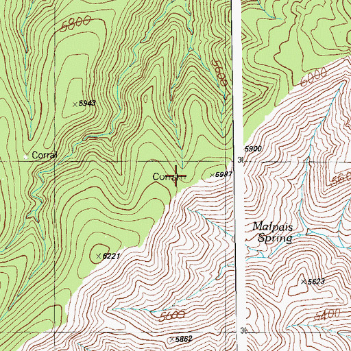 Topographic Map of Malpais Corral, AZ