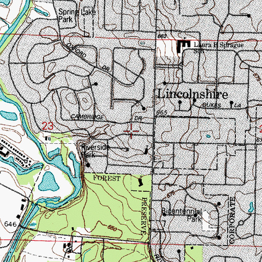 Topographic Map of Lincolnshire, IL