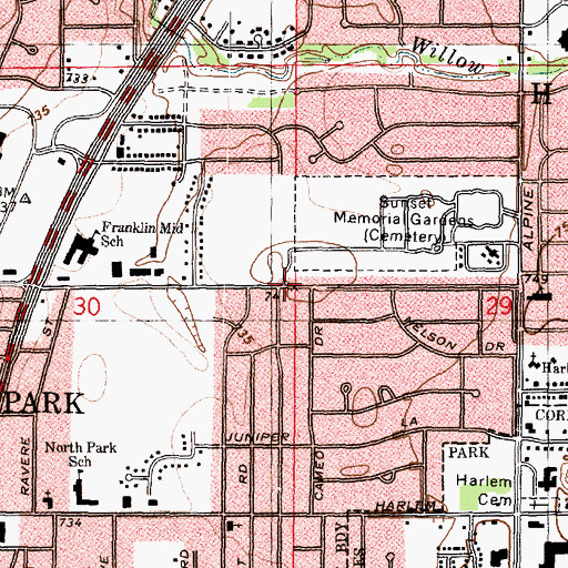 Topographic Map of Machesney Park, IL
